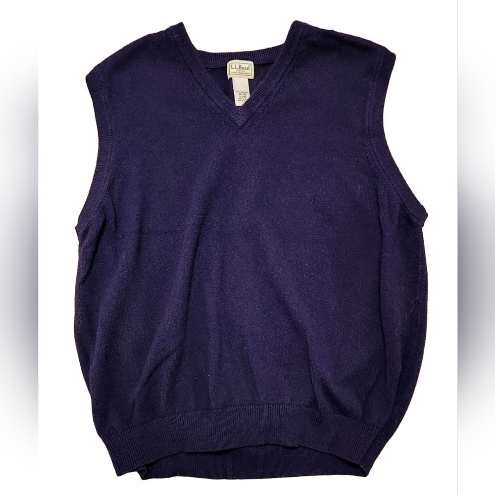 L.L. Bean Men's Pullover‎ Sweater Vest - 100% Lambs Wool - Navy - XXL